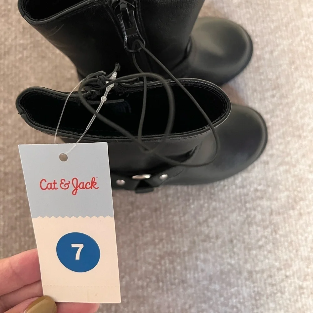 Cat Black Leather Ankle Boots